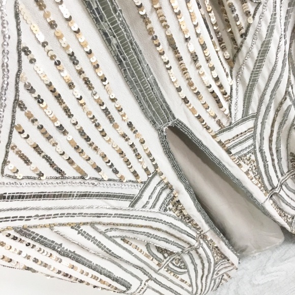 River Island Size 10 Sequin Black Dress Maxi Slit - Picture 7 of 10